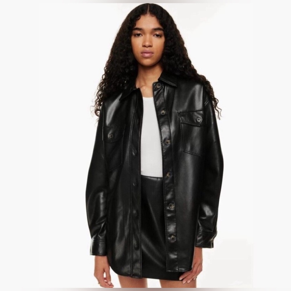 Aritzia Wilfred (brown) The Ganna Shirt Jacket Leather
